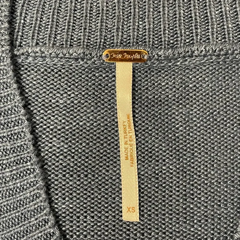 Free People Women’s Hannah Sweater Vest Oversized Double V-Neck Knit NWT Blue XS - Picture 8 of 13